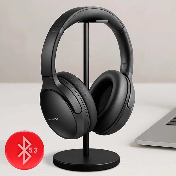 Swissten Casque Bluetooth ANC Étanche IP44 Arceau Pliable avec Coussinets Noir pas cher