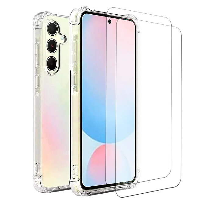 Evetane Coque Samsung Galaxy A56 Antichoc coins renforces Silicone + 2 Vitres en verre trempe Protection ecran