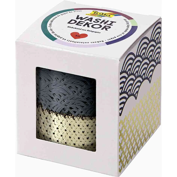 FOLIA Bordure décorative décor Washi, set de 2, gris / or