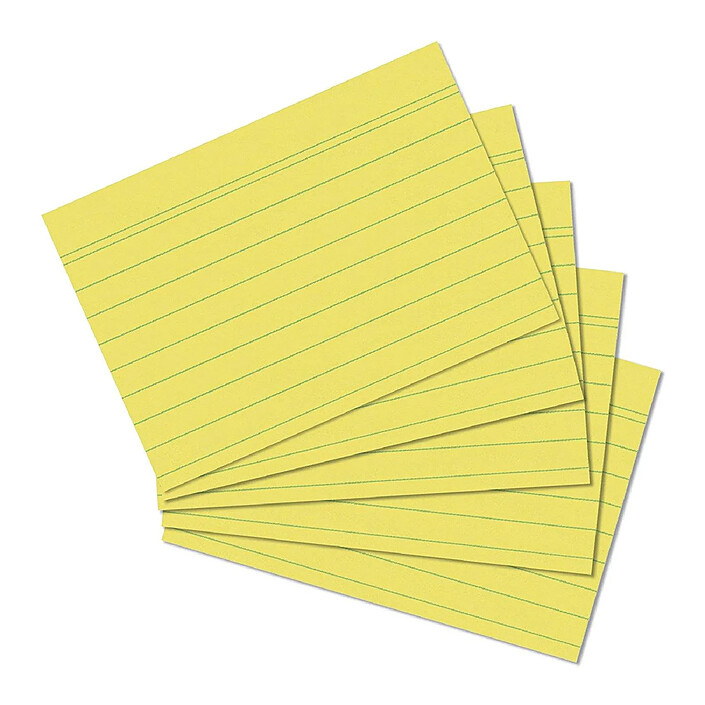 HERLITZ Paquet de 100 Fiches bristol 170g A5 148x210 mm Lignées Jaune