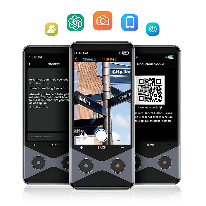 Avis Avizar Traducteur IA hors ligne 2en1 Téléphone 4G Nano SIM 137 langues Noir