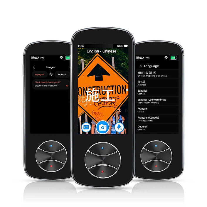 Avis Avizar Traducteur vocal IA 137 langues écran tactile caméra photo Compact Gris