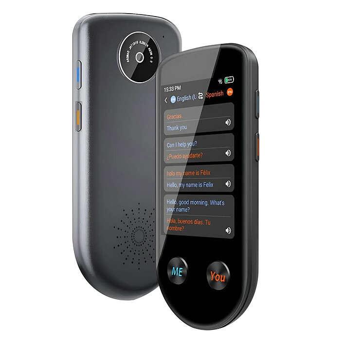 Avizar Traducteur instantané IA 137 langues Vocal Photo Écran tactile 3.5'' Noir