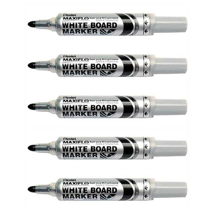 PENTEL Marqueur pour tableau blanc MAXIFLO MWL5M Noir x 5