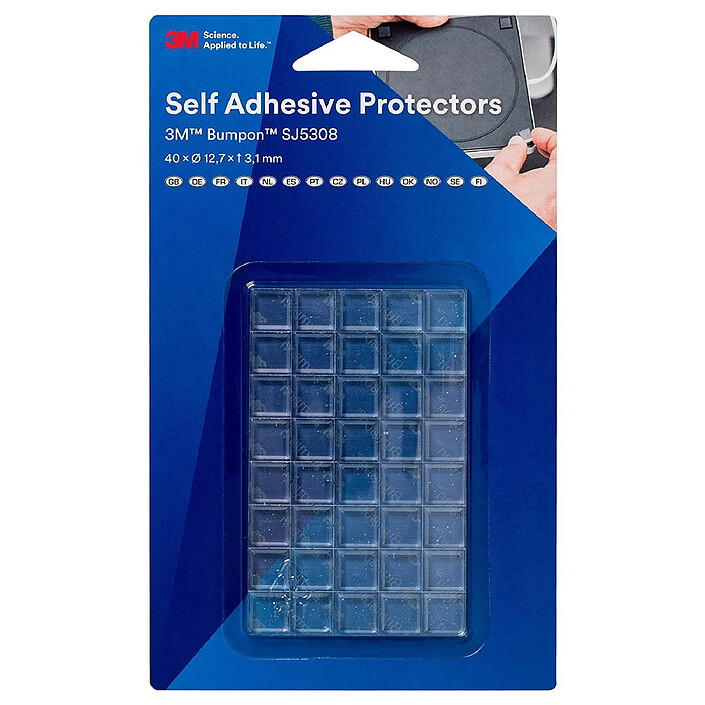 3M Etui de 40 Bumpon Patin anti-bruit/anti-glisse transparent carré 12,7 mm x h 3,1mm