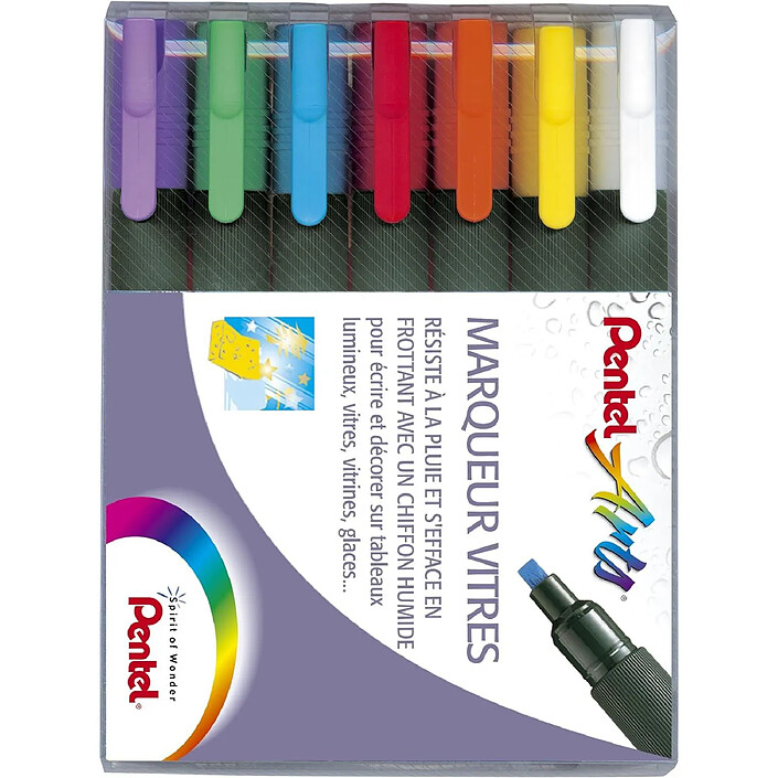 PENTEL Pochette de 7 Marqueurs craie WET ERASE CHALK MARKER SMW26