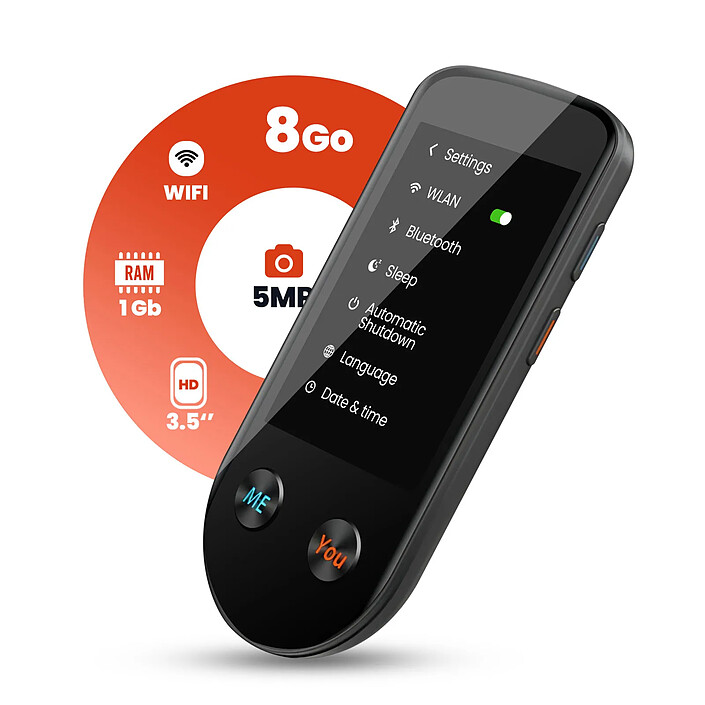 Acheter Avizar Traducteur instantané IA 137 langues Vocal Photo Écran tactile 3.5'' Noir