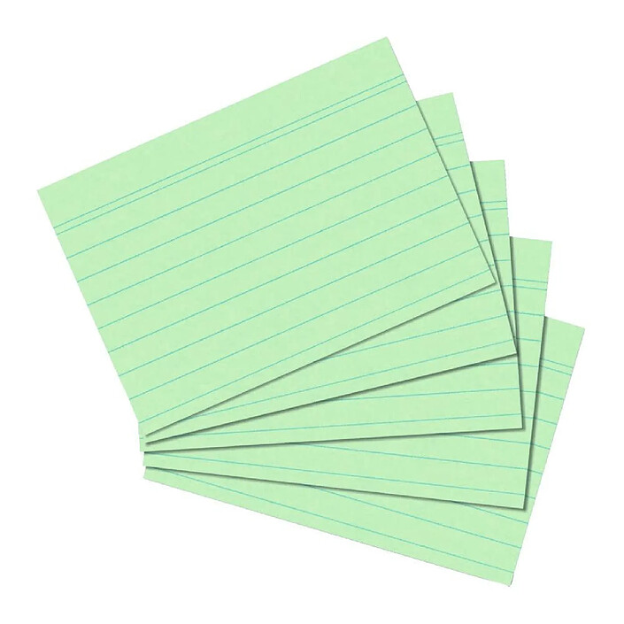 HERLITZ Paquet de 100 Fiches bristol 170g A5 148x210 mm Lignées Vert