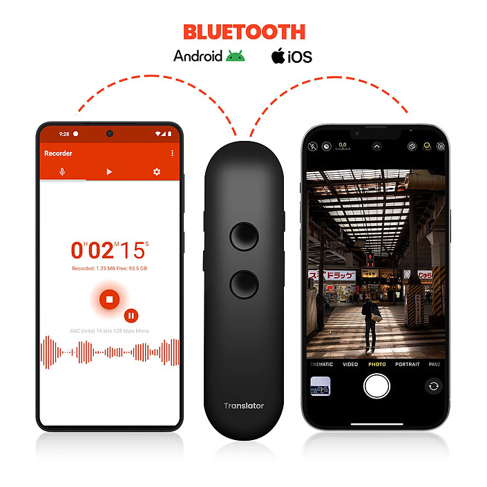 Acheter Avizar Traducteur vocal IA Bluetooth Ultra compact 42 Langues Noir