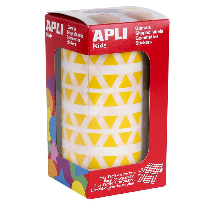 APLI Rouleau de 6136 Gommettes Triangulaires 10,5 mm Jaune
