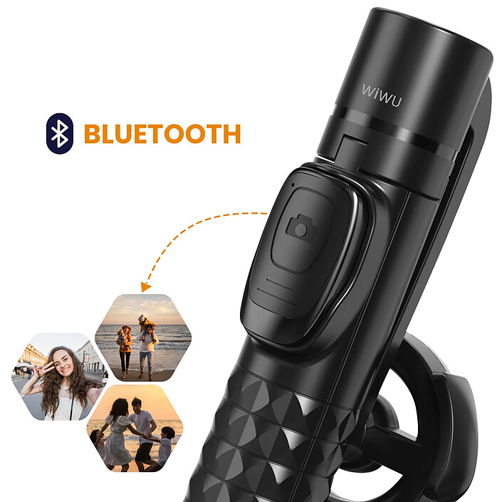 Acheter wiwu Perche selfie Magnétique Rotative 360° avec Télécommande Bluetooth Noir