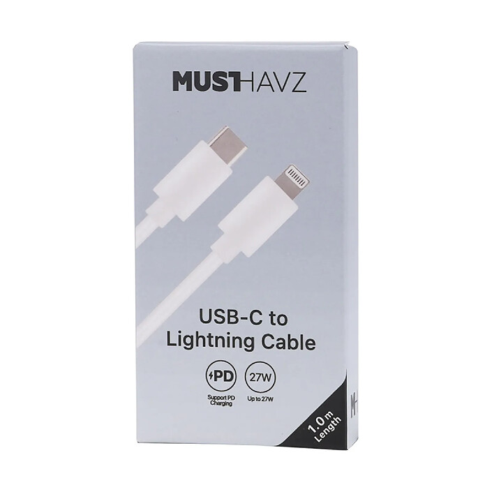 Avis Grab 'N Go Câble Lightning vers USB-C PD 3.0 27W Charge et Synchronisation 1m Blanc