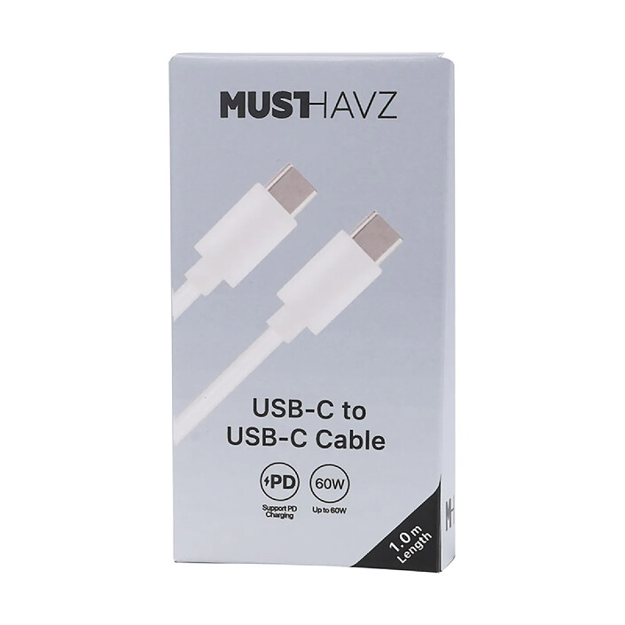 Avis Grab 'N Go Câble USB-C vers USB-C PD 3.0 60W Charge et Synchronisation 1m Blanc