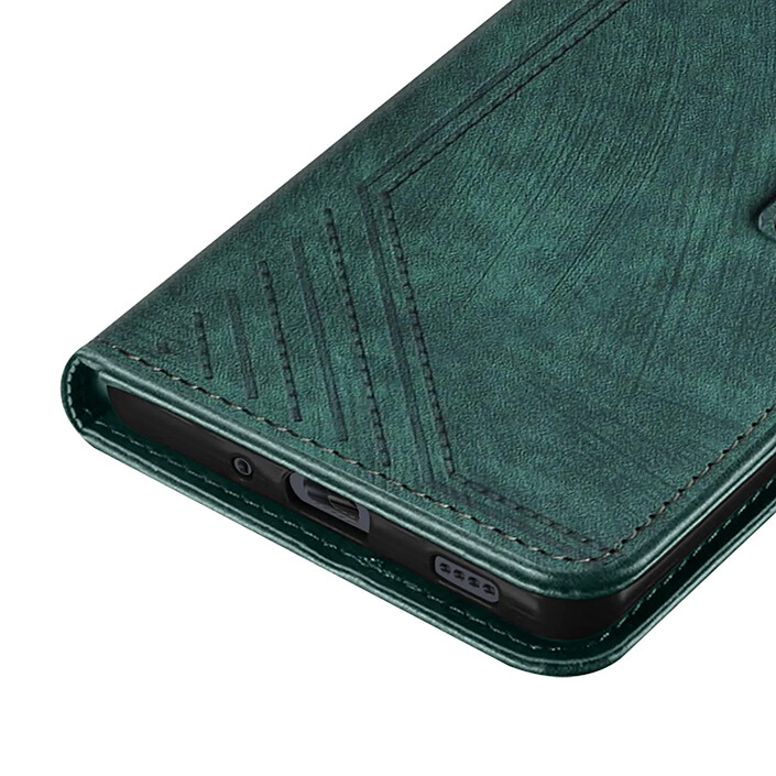 Avizar Housse pour Realme 14T Effet Brossé Portefeuille Bandoulière Vert sapin pas cher