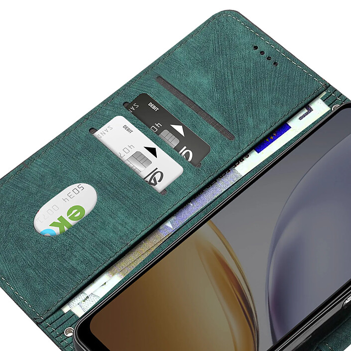 Acheter Avizar Housse pour Realme 14T Effet Brossé Portefeuille Bandoulière Vert sapin