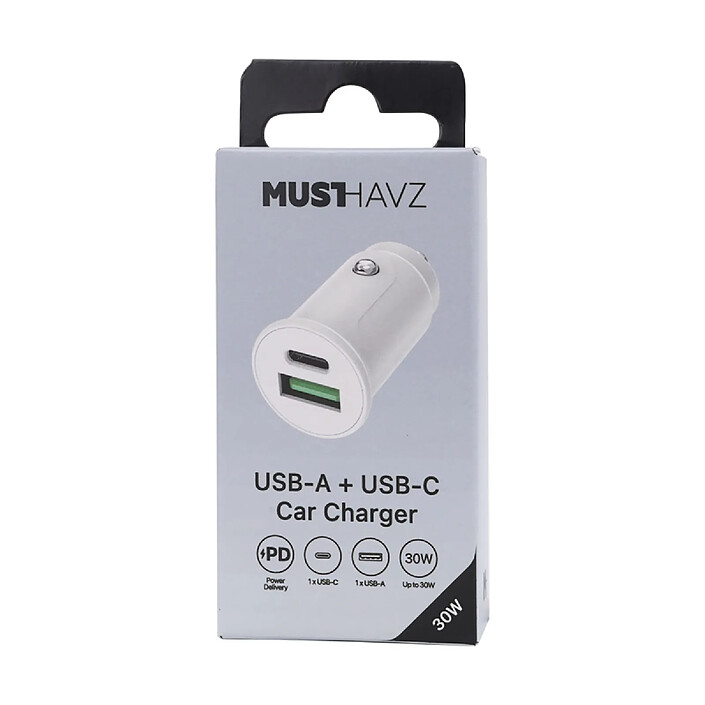 Acheter Grab 'N Go Chargeur de Voiture USB-A 12W / USB-C 30W Compatible Power Delivery Blanc