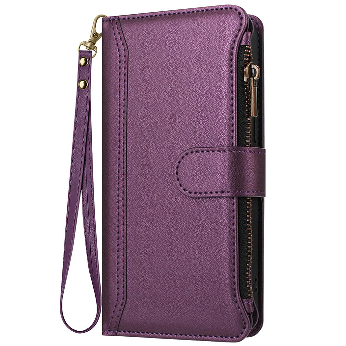 Avizar Étui Portefeuille Oppo A5 Pro Dragonne amovible Fermeture magnétique Violet