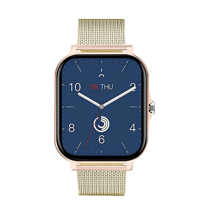 Avizar Montre Connectée Balnéo Écran 1,69" Bluetooth 5.1 IP67 Bracelet Acier Dorée pas cher