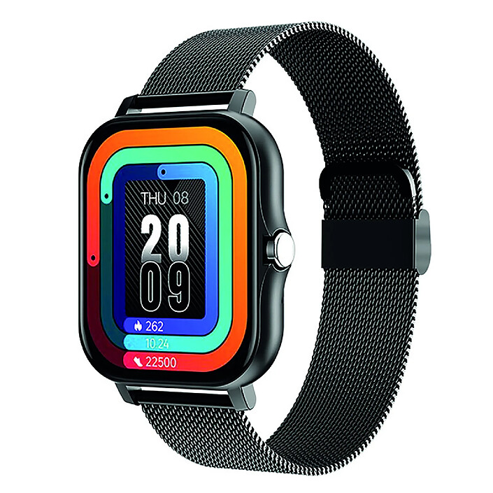 Avizar Montre Connectée Balnéo Écran 1,69" Bluetooth 5.1 IP67 Bracelet Acier Noir