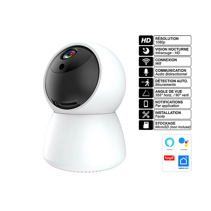 Acheter Avizar Caméra Intérieure 360° Wifi 2,4 GHz HD 1080p XBot Audio Détection