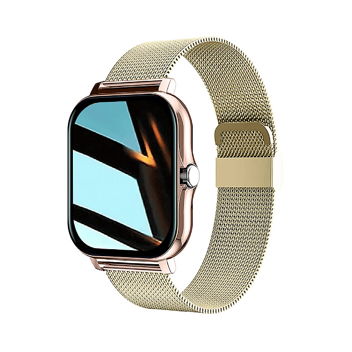 Avizar Montre Connectée Balnéo Écran 1,69" Bluetooth 5.1 IP67 Bracelet Acier Dorée