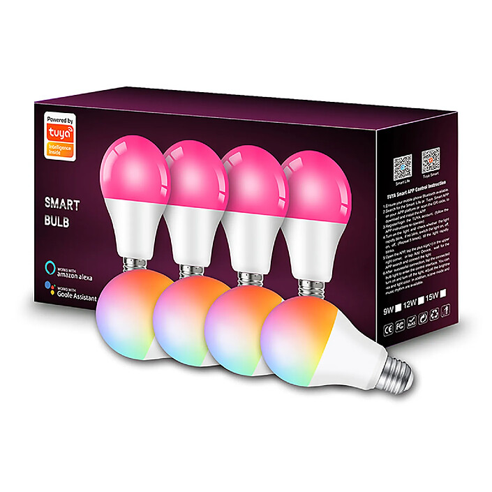 Avis Avizar Pack 4 Ampoules Connectée Wi-Fi / Bluetooth LED RGB 9W E27 Blanc