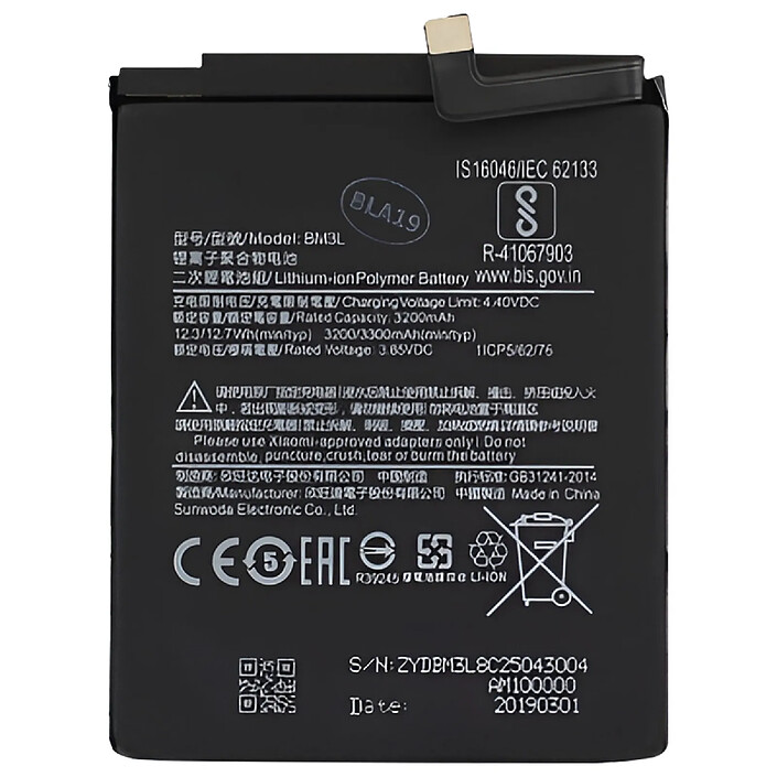 Clappio Batterie de Remplacement BM3L pour Xiaomi Mi 9 Li-ion 3,85V 3300mAh