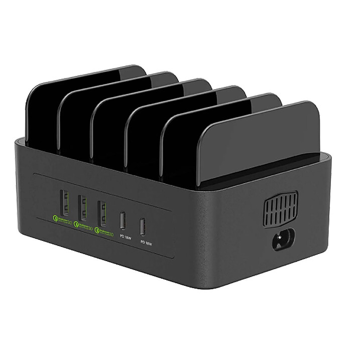Avizar Station de Charge 100W Smartphone et Tablette 3 USB et 2 USB-C Ventilation
