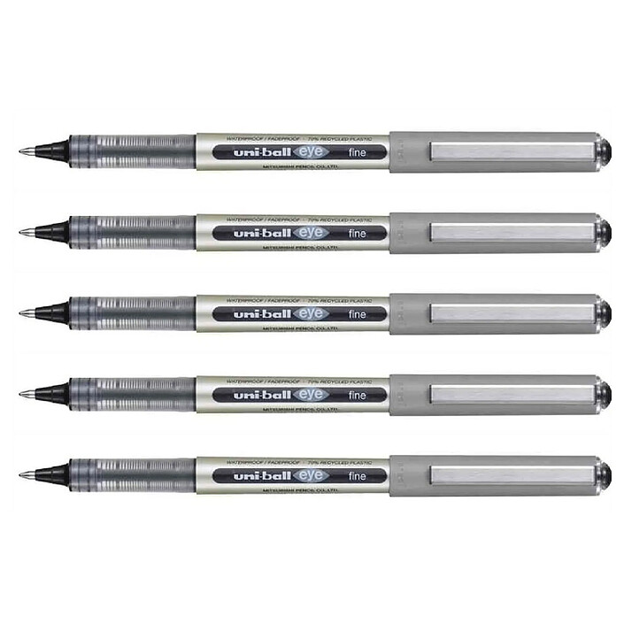 UNI-BALL Stylo Roller Encre Liquide Recyclé UB157E Pointe Moyenne Noir x 5