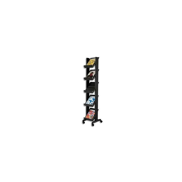 PAPERFLOW Présentoir de sol Corner easyDisplays 5 tablettes A4 Noir L 35 x H 167,5 x P 38,5 cm
