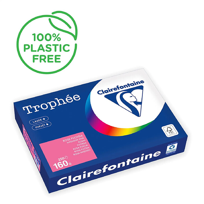 CLAIREFONTAINE Ramette Papier FSC A4 160g 250 Feuilles Fuchsia