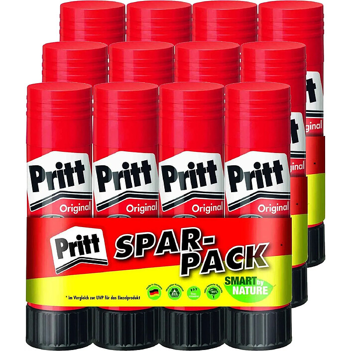 PRITT Pack Eco de 4 Bâtons de colle 22g Naturelle sans solvant x 3