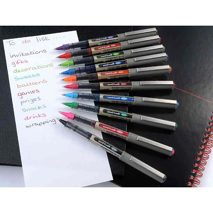 Avis UNI-BALL Stylo Roller Encre Liquide Recyclé UB157E Pointe Moyenne Rose x 6