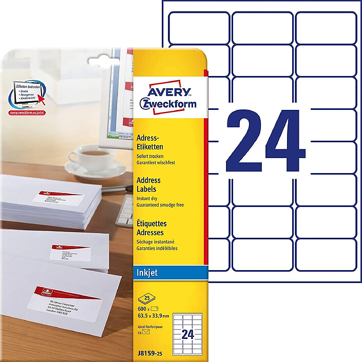 AVERY étiquettes adresses, 99,1 x 38,1 mm