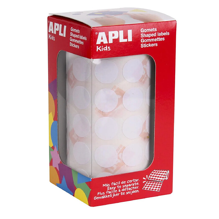 APLI Rouleau de 2832 Gommettes Rondes 15 mm Blanc