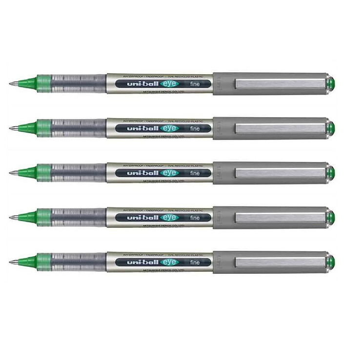 UNI-BALL Stylo Roller Encre Liquide Recyclé UB157E Pointe Moyenne Vert x 5