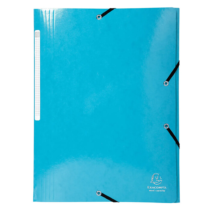 EXACOMPTA Chemise 3 rabats élastiques Max Capacité IDERAMA Carte pelliculée 425g Turquoise x 25