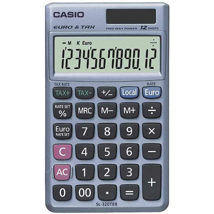 CASIO calculatrice SL-320 TER Plus, alimentation solaire/pile