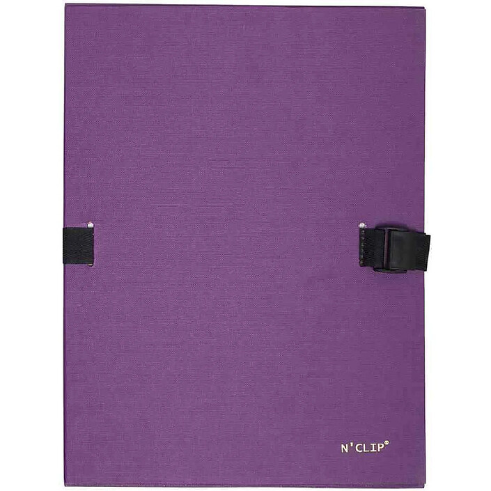 EXACOMPTA Chemise à sangle N'CLIP extensible recouverte de papier contrecollé violet