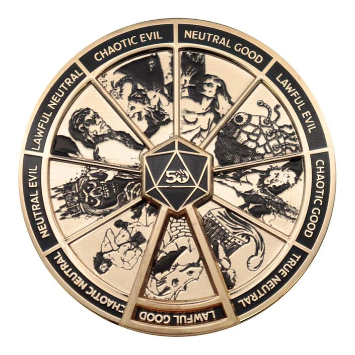 Dungeons & Dragons - Pin's Alignment Spinner 24k Gold Plated Limited Edition pas cher