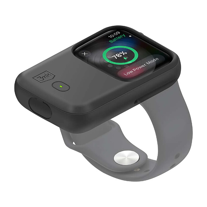 3mk Coque Batterie Induction pour Apple Watch 44mm et 45mm Silicone Autonomie 15h Noir