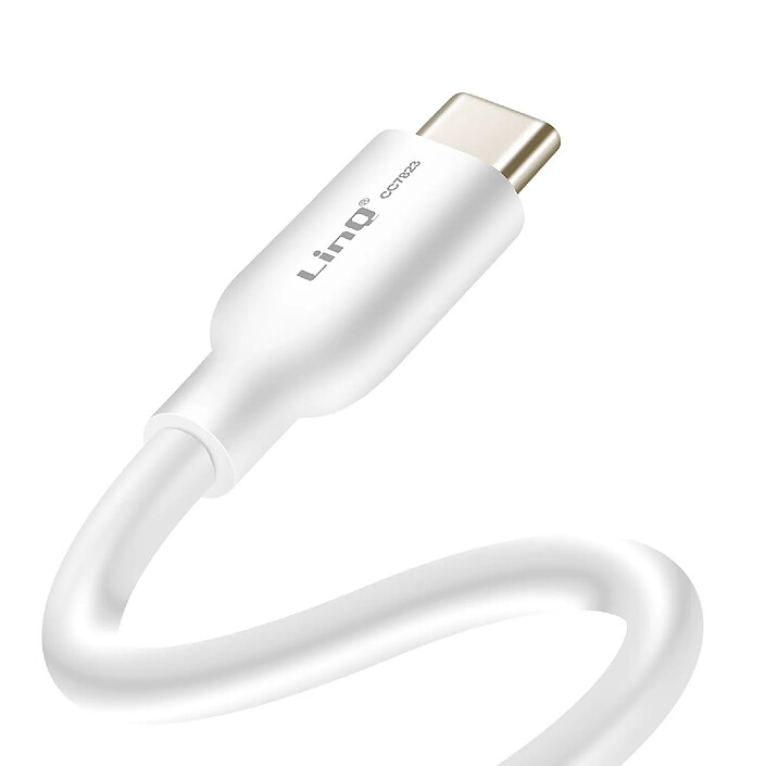 Câble USB-C Vers USB-C LinQ 80W - Silicone Flexible 1,2m, Charge Rapide Power Delivery 4A - Blanc