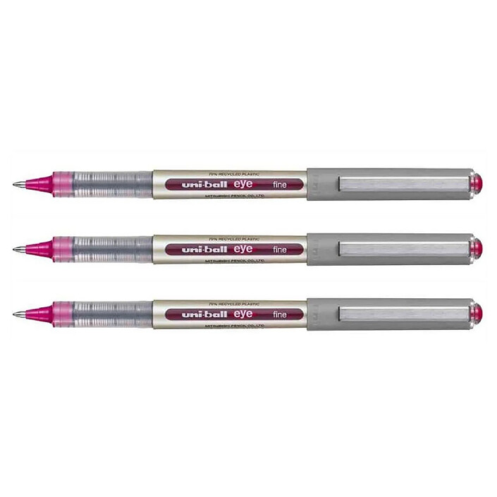 UNI-BALL Stylo Roller Encre Liquide Recyclé UB157E Pointe Moyenne Violet x 3