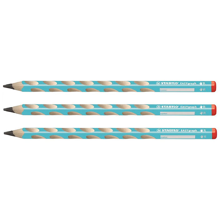 STABILO Crayon graphite EASYgraph HB droitier corps bleu clair x 3