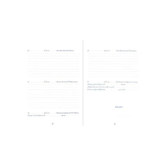 Avis ELVE Registre Spécial de l'association 100 pages format 297 x 210 Bleu