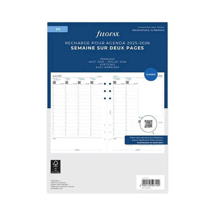 FILOFAX Semaine sur deux pages - français - académique - A5 - 25/26