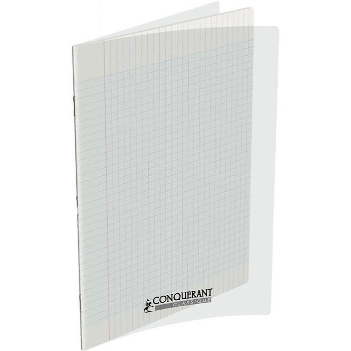 CONQUÉRANT Cahier Classique 24x32cm Grands Carreaux Seyès 48 Pages Couv Polypro incolore x 20