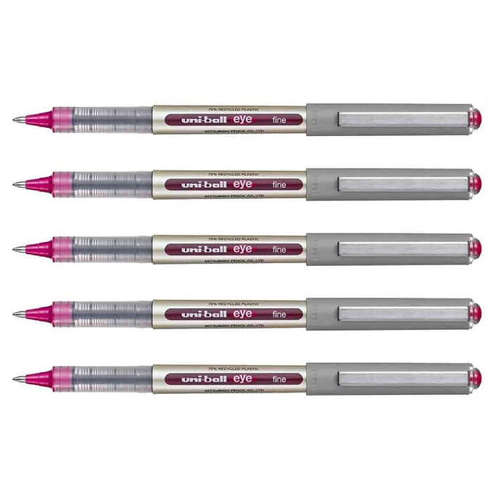UNI-BALL Stylo Roller Encre Liquide Recyclé UB157E Pointe Moyenne Violet x 5