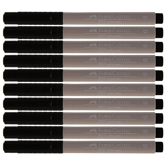 FABER-CASTELL Feutre PITT artist pen Pointe Brush 1-5mm Gris chaud III x 10