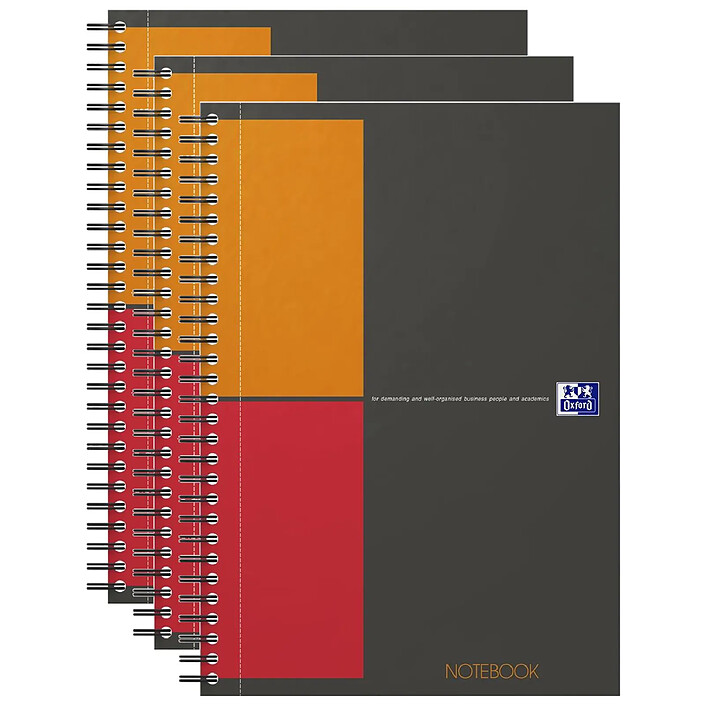 OXFORD NOTEBOOK B5 Spiralé couverture rigide160P 80G Q5/5 gris x 3